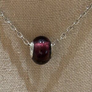 Multi Faceted Maroon 925 Murano glass bead on chain